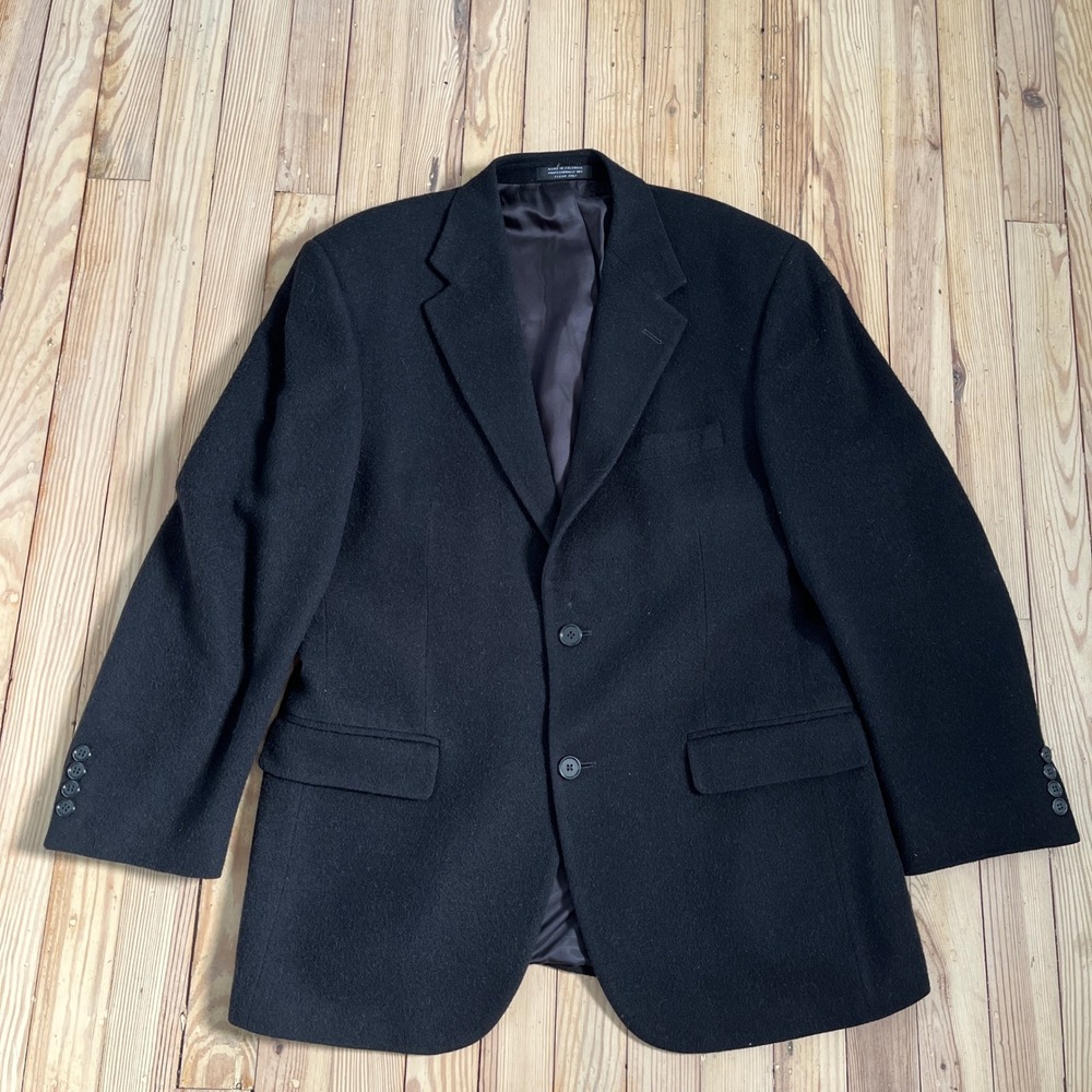 Andrew Fezza Mens 40R Black 100% Camel Hair Blazer Sport‎ Coat over coat Jacket